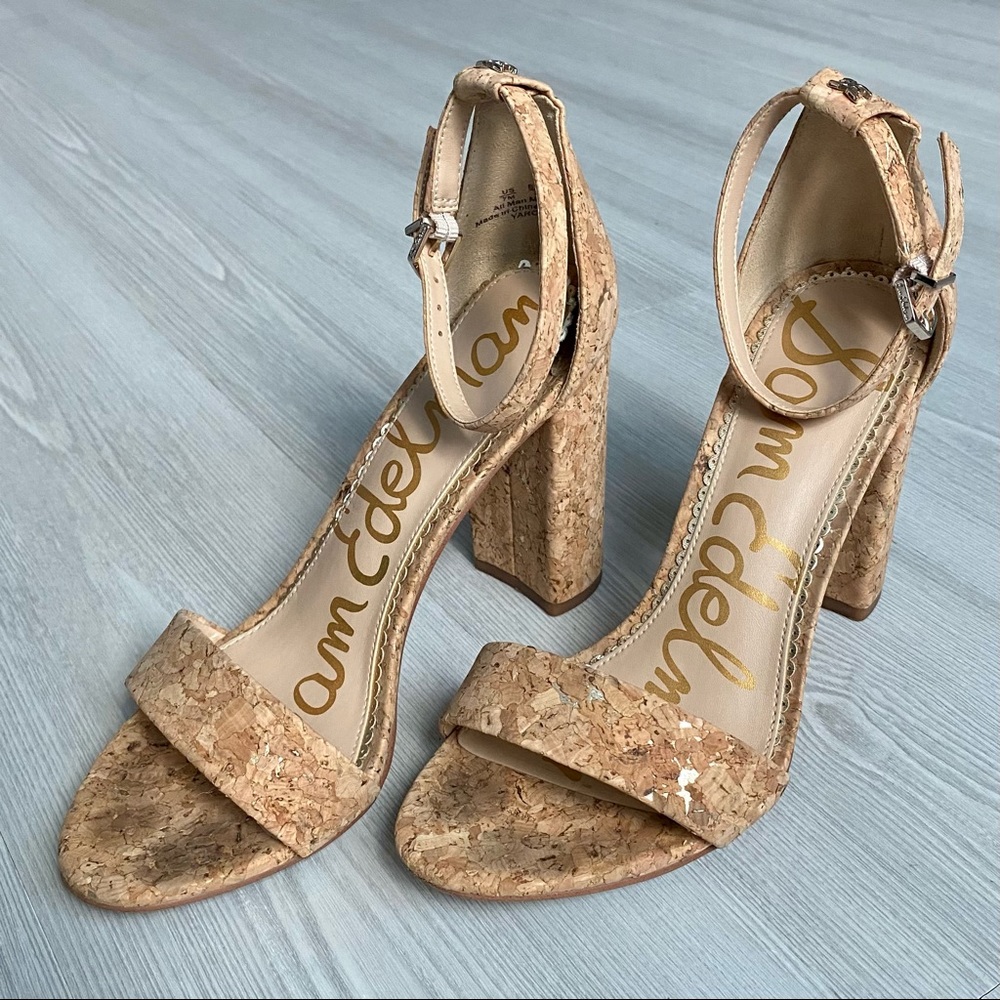 Sam Edelman Cork Block Heels Sz 7